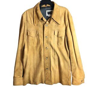 Vintage William Barry Kirk’s Suede Life Tan Suede Leather Jacket Men L